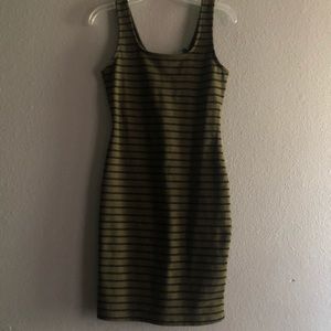 Stripped army green body con dress